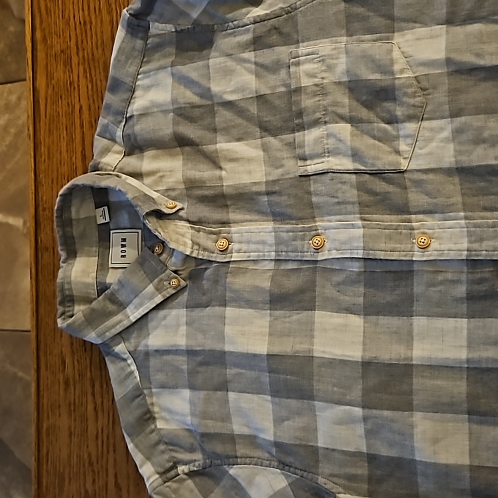 Rowm Gray White Checked Ss Button-Down Collared S… - image 5